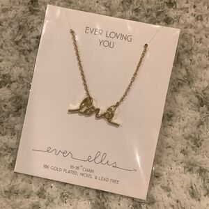 18kt plated Gold “Love” Necklace NWT 16-18” Chain Ever Ellis